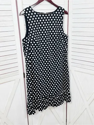 Betsey Johnson Polka Dot Ruffle Hem Sleeveless Sheath Dress Black White 14 thumbnail 8