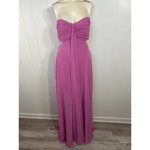 Dessy Collection Strapless Empire Waist Chiffon Gown in Orchid Pink Size 14 NWOT thumbnail 6