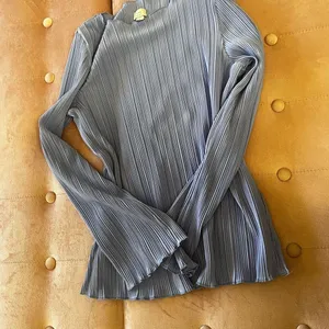A New Day Blue Ribbed Long Sleeve Blouse thumbnail 5