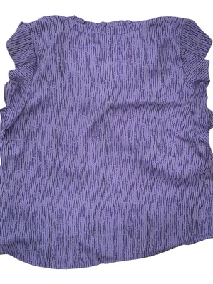 Liz Claiborne Lavender Purple Black Dash-Dot Ruffle Blouse - Size Large thumbnail 5