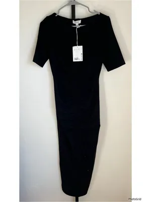 COS Black Ruched Side Tee Shirt Dress XS New With Tags thumbnail 2