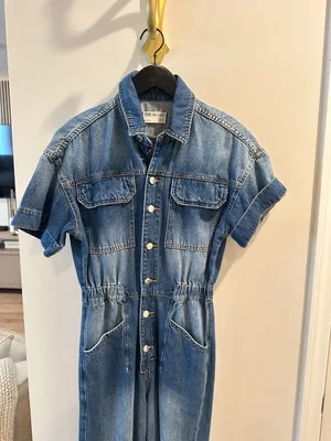 FREE PEOPLE Marci Denim Jumpsuit in Wash Sapphire Blue Size X-Small thumbnail 5