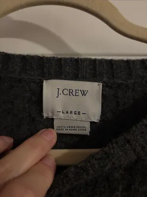 J. Crew Charcoal Gray Cable-Knit Crewneck Lambs Wool Sweater thumbnail 2