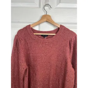 1.STATE Sweater Womens Size XL Speckled Puff Sleeve Cozy Knit Mauve Brown thumbnail 4