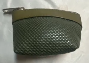 Olive Green Textured Leather Zip Coin Pouch thumbnail 1