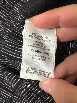 Terra & Sky Plus Linen Cotton Pleated Pull-On Shorts Black / White Stripe sz 1X thumbnail 8