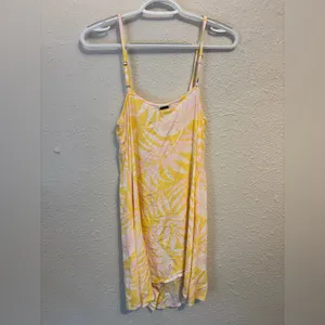 Billabong Yellow and Pink Tropical Button-Front Sundress thumbnail 4
