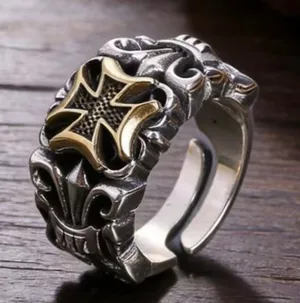 1 Madison Vintage/Gothic Design Maltese Cross Adjustable Band Size 9-14 thumbnail 1