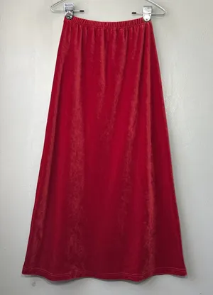 Vintage Long Red Velvet Skirt Juniors M Fits Size XS Maxi A-line Whimsigoth Y2K thumbnail 1