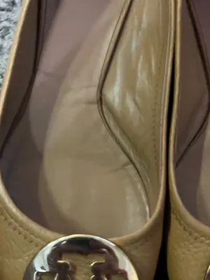 Tory Burch Reva Women’s 8.5 Royal Tan / Gold Metallic Leather Ballet Flats Used thumbnail 11