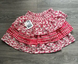 NEW Roller Rabbit x Target Red White Floral Gingham Smocked Waist Tiered Mini XS thumbnail 1
