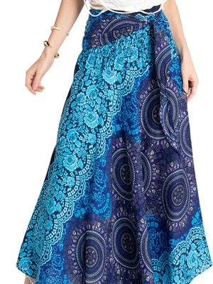 New. Tranquil Threads Boho Maxi Skirt for Women - Blooming Blue thumbnail 2
