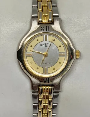 Superatic vintage women’s watch 25mm case gold silver tone Quartz analog running thumbnail 1