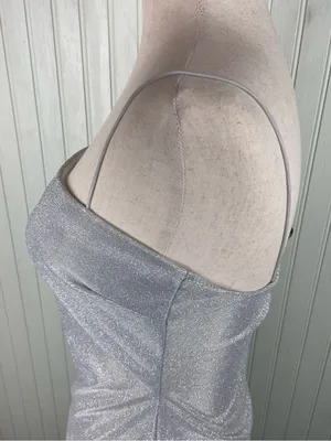 NEW Windsor Silver Glitter Sparkle Slip Dress with Cowl Neck Size Medium Fairy thumbnail 13