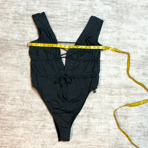 Free People Movement Womens XL Black Noir Plunging V-neck Bodysuit Sporty Yoga thumbnail 3