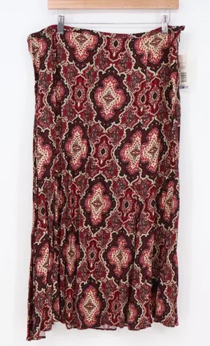 Rena Rowan Skirt Womens 18 Scarlet Damask Paisley Midi Red New thumbnail 1