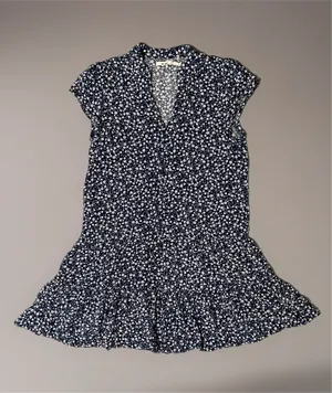 ⛴️ Mi Ami Tween Babydoll Dress~Navy & White Floral thumbnail 1