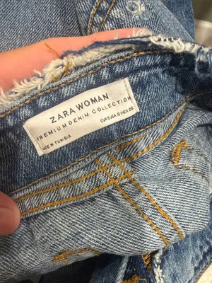 Zara mini jean denim skirt distressed premium denim collection skirt size small! thumbnail 4