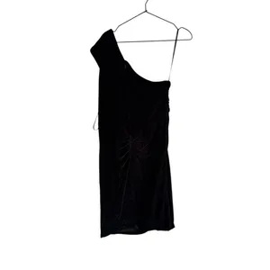 Laundry by‎ Shelli Segal Velvet 12 Black One Shoulder Cocktail Dress thumbnail 4