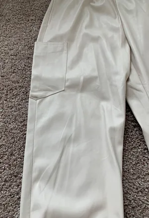 Mustard Seed NWT boutique Off White faux leather joggers thumbnail 2