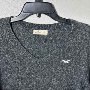 Hollister Women Pullover Knit Gray‎ v-neck sweater Size XS thumbnail 3