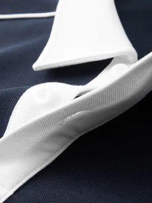 Men's Navy Polo with White Contrast Collar thumbnail 4