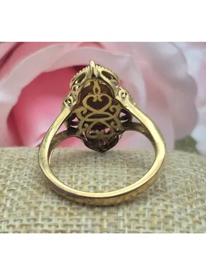 Karis STS Gold Tone Cocktail Ring Pink Center Large Size 11.5 Fairy Core Boho thumbnail 4