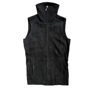 Saks Fifth Avenue Vtg Real Clothes Brown Suede Leather Merino Wool Sweater Vest thumbnail 10