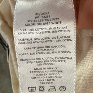 RE/DONE 70s High Rise Stove Pipe‎ Jean in Vintage White Size 25 thumbnail 7