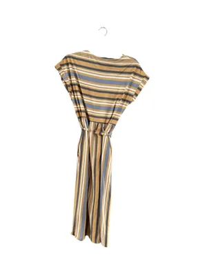 orange creek Mustard and Gray Striped Tie-Waist Midi Dress thumbnail 3
