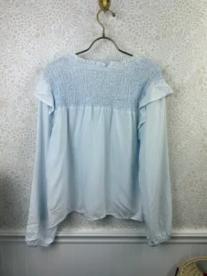 Cloth & Stone Light Blue Tencel Smocked Pullover Peasant Blouse - Size - Medium thumbnail 6