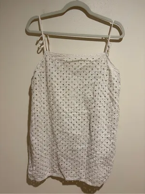Vitamin A Cream Eyelet Tie-Shoulder Tunic Mini Dress Coverup Size XL thumbnail 3