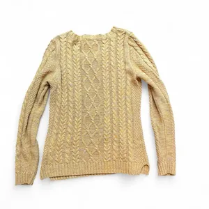 Dress Barn Women's M Yellow Cotton Blend Cable Knit Cottagecore Fall Sweater thumbnail 4