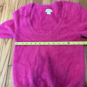 Maeve Anthropologie Pink Rona Eyelash‎ Deep Scoop Neck Fuzzy Sweater Small thumbnail 7