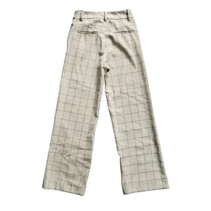 Mango MNG‎ Casual Tan Windowpane Check Wide Leg Trousers High Rise Cuffed Size 4 thumbnail 3