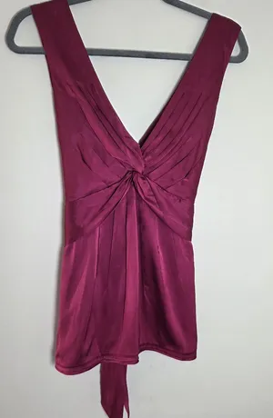 BCBGMaxAzria Magenta Silk Blouse thumbnail 1