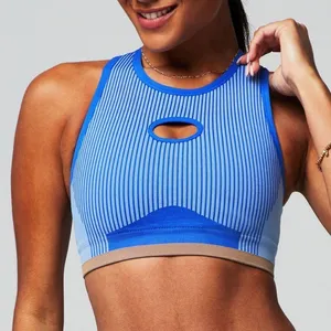 Fabletics Seamless Fusion Low Impact Bra Blue/Gold thumbnail 1