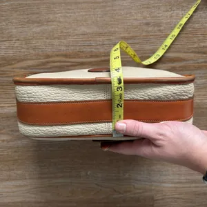 Vintage Dooney & Bourke AWL Equestrian Bag Natural Cream British Tan Brass USA thumbnail 13