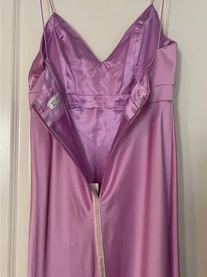 NWT Mac Duggal Lilac Satin Beaded Bow Gown Dress Size 8 Style 68144⁠ thumbnail 7