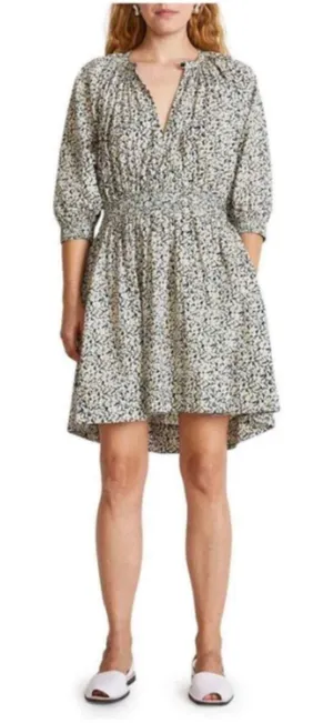 Apiece Apart Dress Womens XS Black Yellow Floral Organic Cotton Mini Summer thumbnail 1