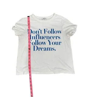 Zara graphic baby blue letter boxy cropped top tee women's medium influencer thumbnail 4