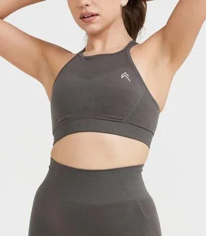 EFFORTLESS SEAMLESS HIGH NECK BRALETTE | DEEP TAUPE Oner Active Medium thumbnail 1