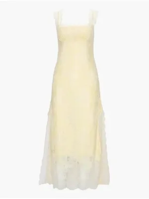 NWT Hill House Alba in Yellow White Lace Maxi Dress XS thumbnail 3