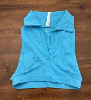 Urban Outfitters Out From Under Break Point Tank Top Medium Large Blue Collared thumbnail 1