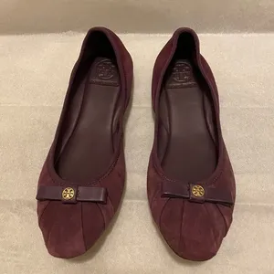 Tory Burch Purple Suede Ally Bow Ballet Flat thumbnail 2