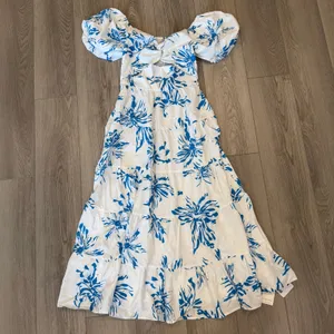 Commense Girly Cottage Fairy Puff Sleeve Twist Detail Midi Dress Blue M thumbnail 2