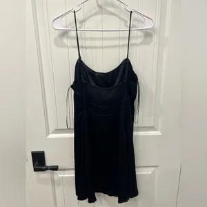 Zara Black Mini Dress with Spaghetti Straps thumbnail 3