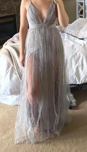 Silver/ Gray formal dress Silver thumbnail 1
