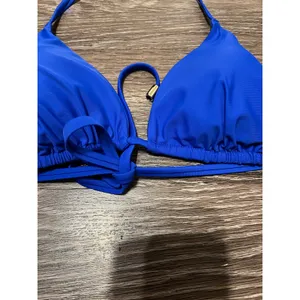 Quince Italian Triangle Bikini Top in Sapphire Blue Size Large NWT! thumbnail 2