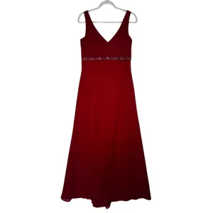 1990s Y2K Michaelangelo Red Beaded Chiffon Evening Gown size 8 thumbnail 3